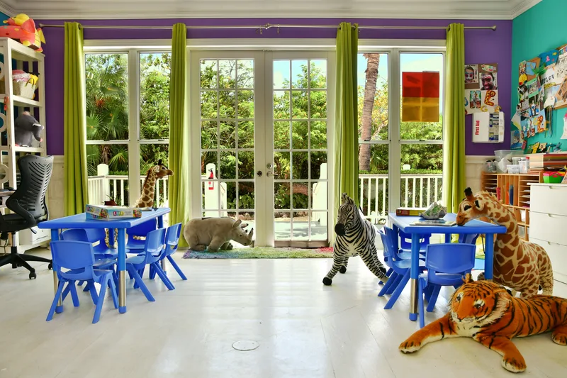 The children's playroom, opening onto the garden